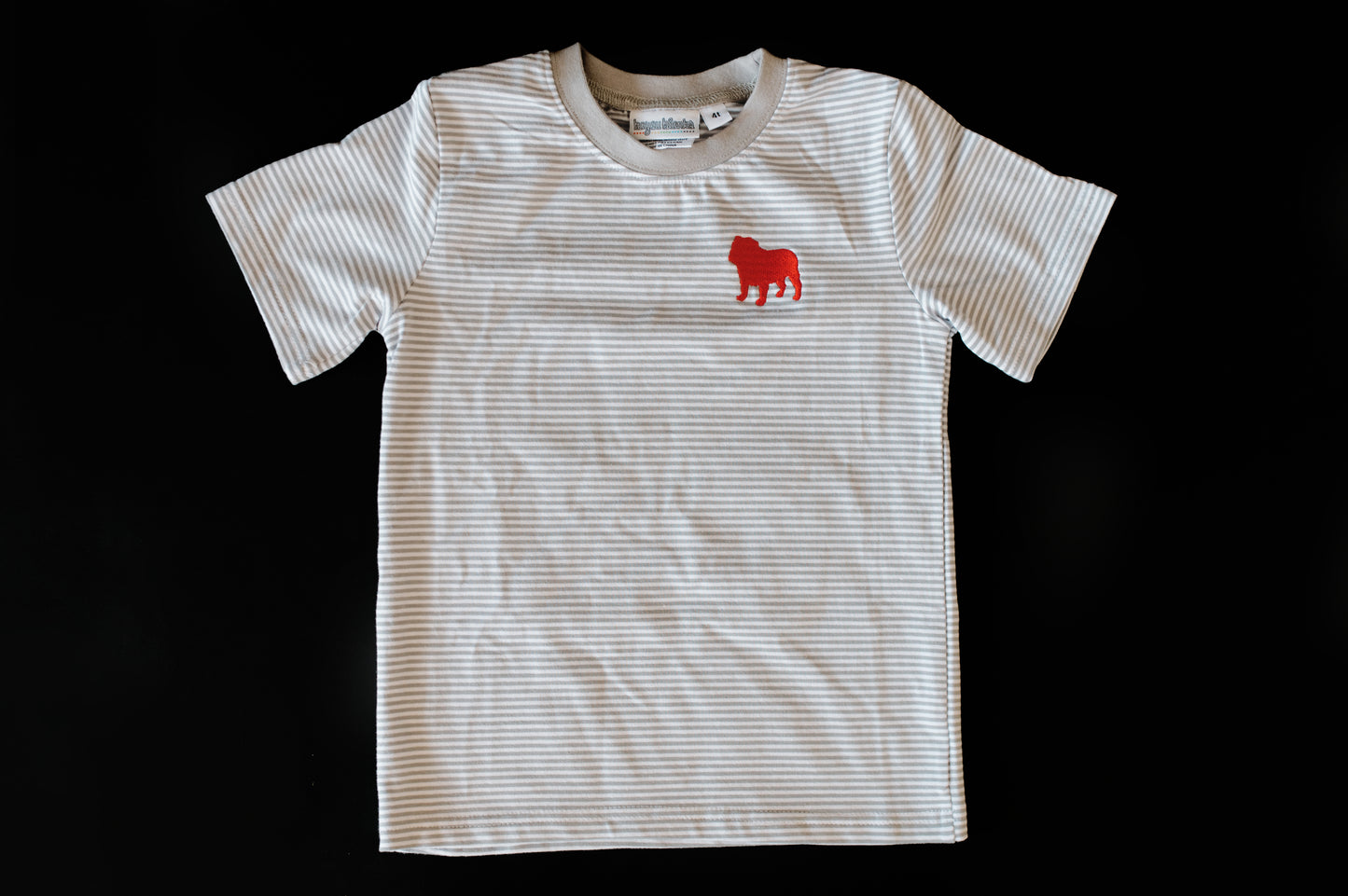 Bulldog Grey Striped Short Sleeve Shirt